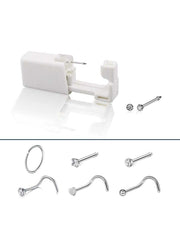 Nose Piercing Kit - Self Nose Piercing Gun, Disposable Safety Nose Percinging Kit with Nose Rings Stud Nose Piercings Gun Kit Tool