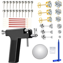 Reusable Ear Piercing Kit, Professional Salon Peircings Gun Tools With Silver Earrings Set