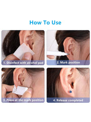 Ear Piercing Kit 2 Pack Self Ear Piercing Gun, Disposable Ear Pearcings Kit with 14 Piece Earring Studs Safety Ear Piercing Gun Kit Tool