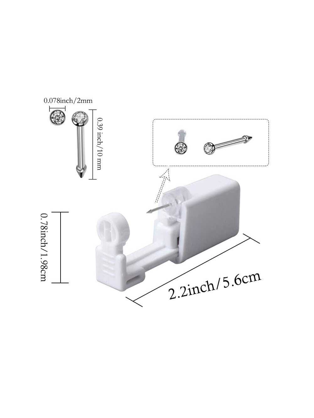 2 Pack Self Ear Piercing Gun Earring Disposable Piercing Kit No