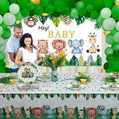 Safari Baby Shower Decorations Zoo Birthday Party Supplies Includes Balloon Garland Backdrop Tablecloth Plates Napkins Jungle Theme Party Supplies for 24 Guests