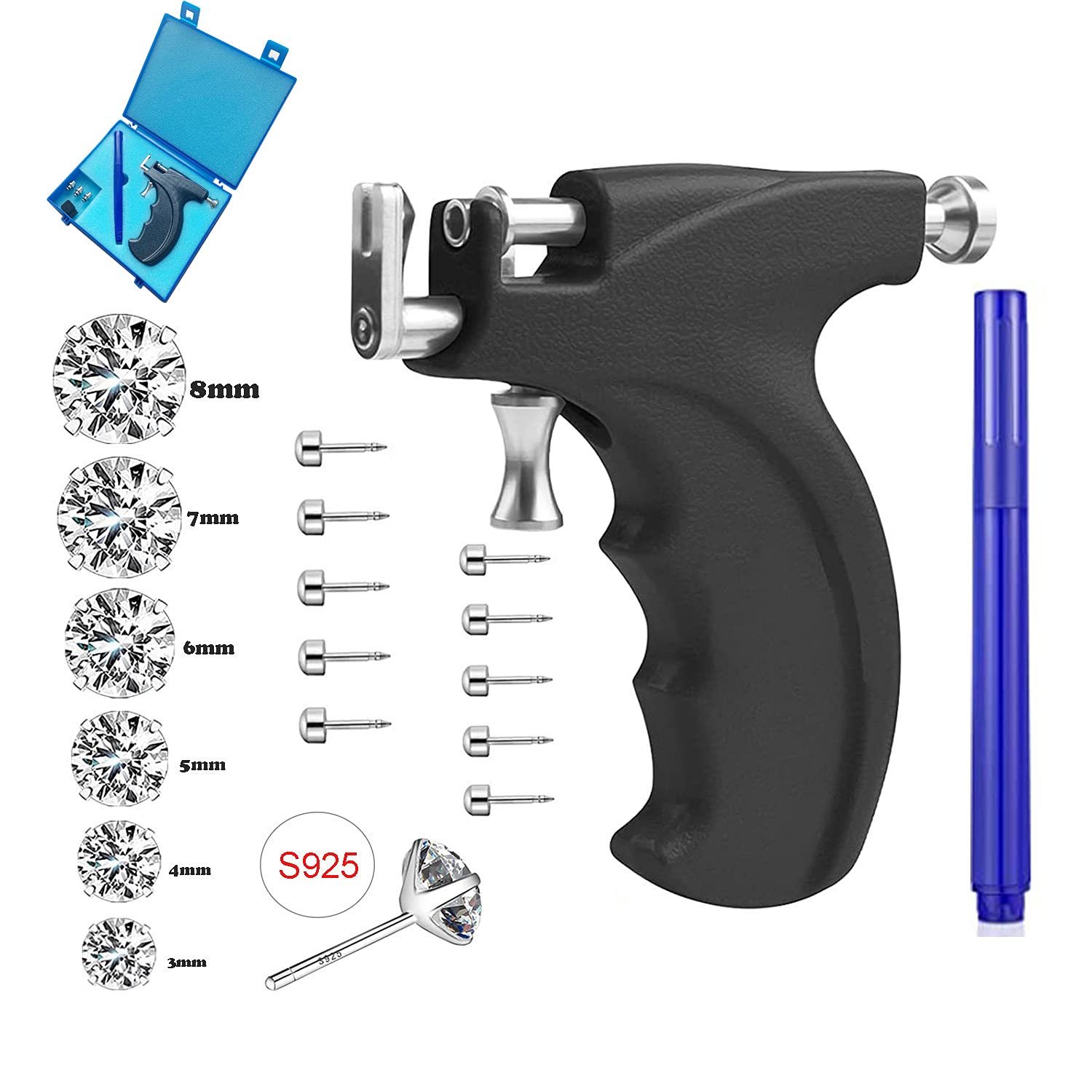 10 Pack Ear Piercing Kit, Disposable Ear Piercing Gun Painless Ear Piercing  Tool with Hypoallergenic Stainless Steel Earring Studs for Home and  Professional Ear Piercer 